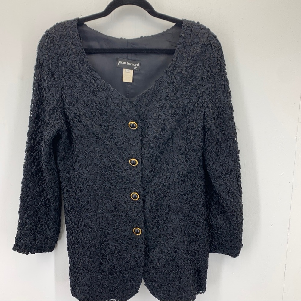 Jackie Bernard women’s 14‎ top blouse vintage USA lace romantic